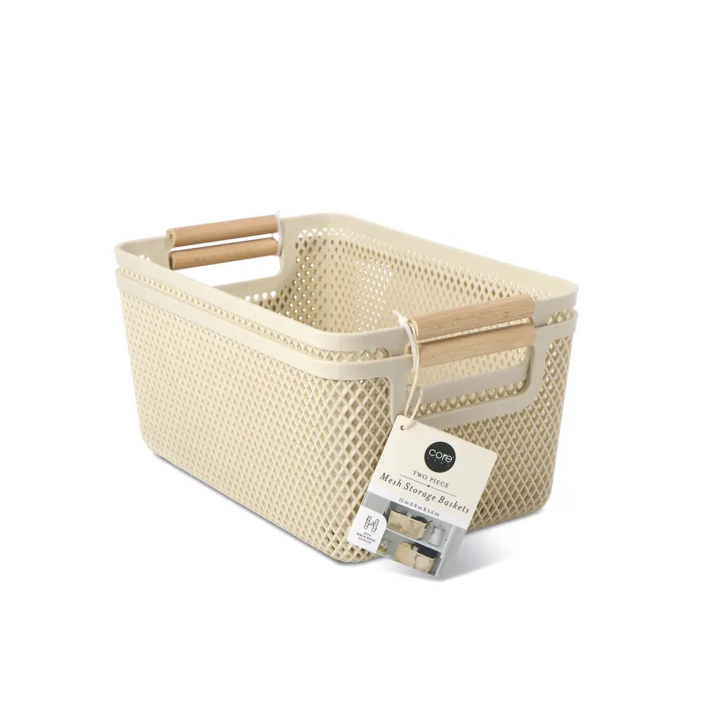 Medium Polypropylene Mesh with Wooden Handle - 2 Pack