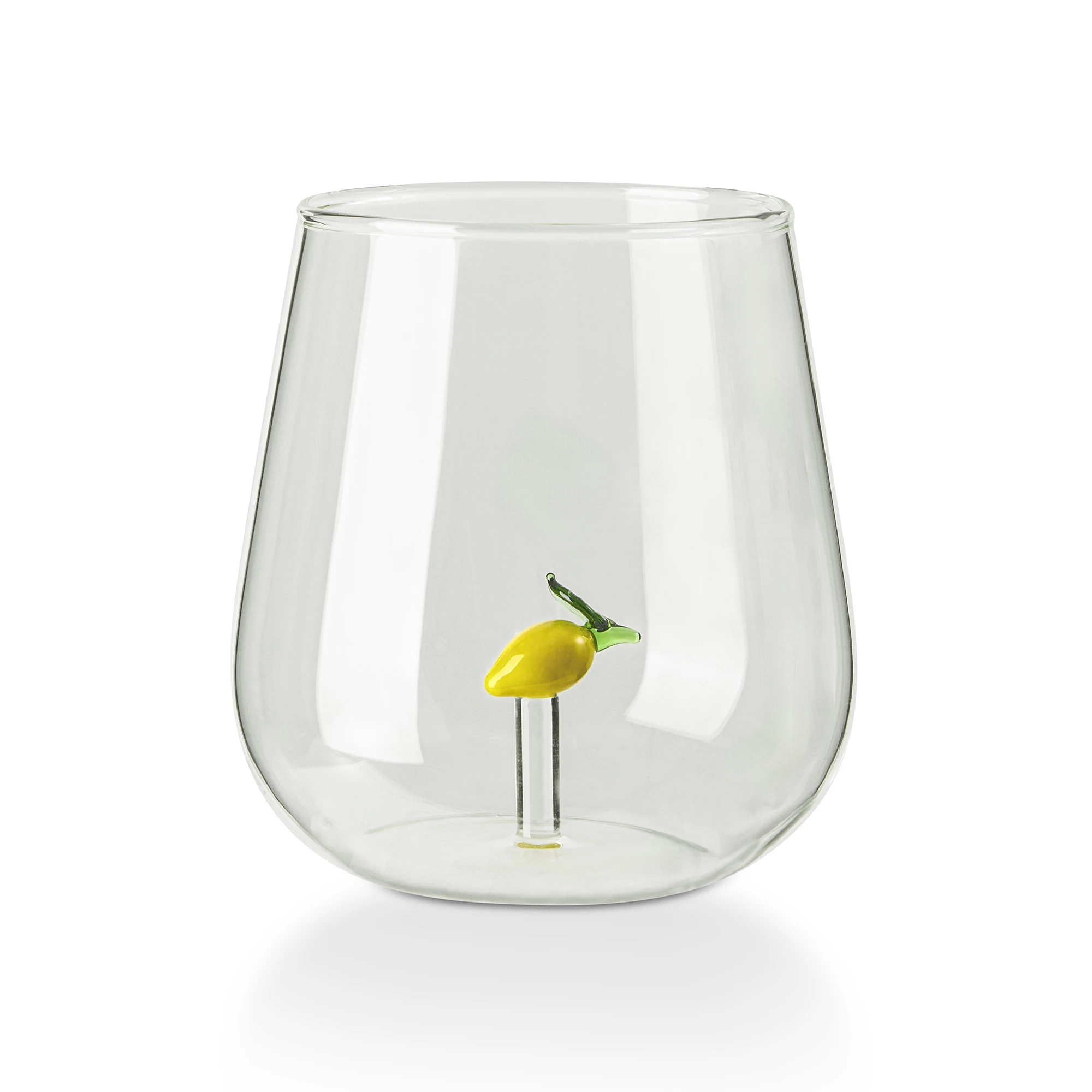 Stemless Wine Glass Lemon Design – 21 Ounce