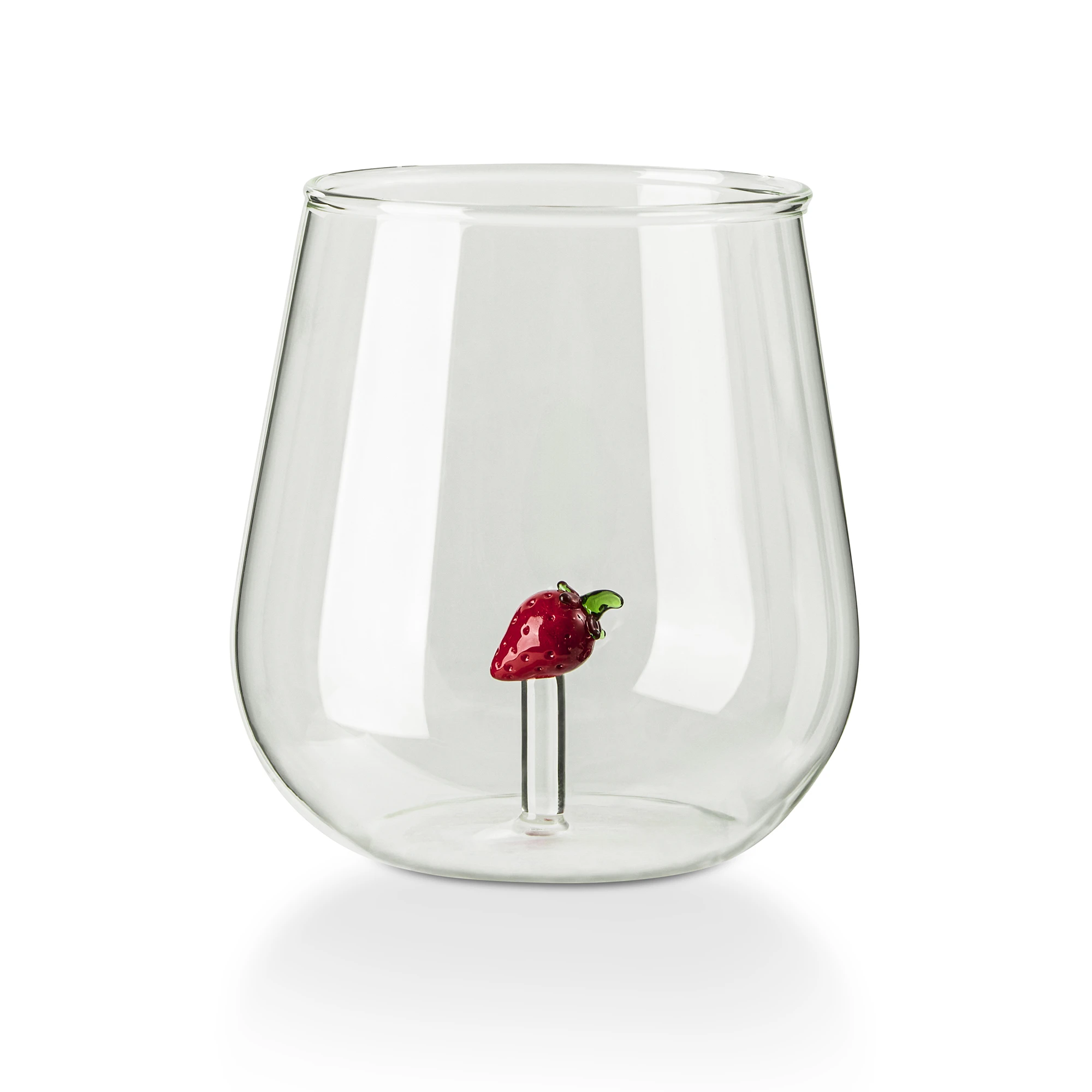 Stemless Wine Glass Strawberry Design – 21 Ounce 