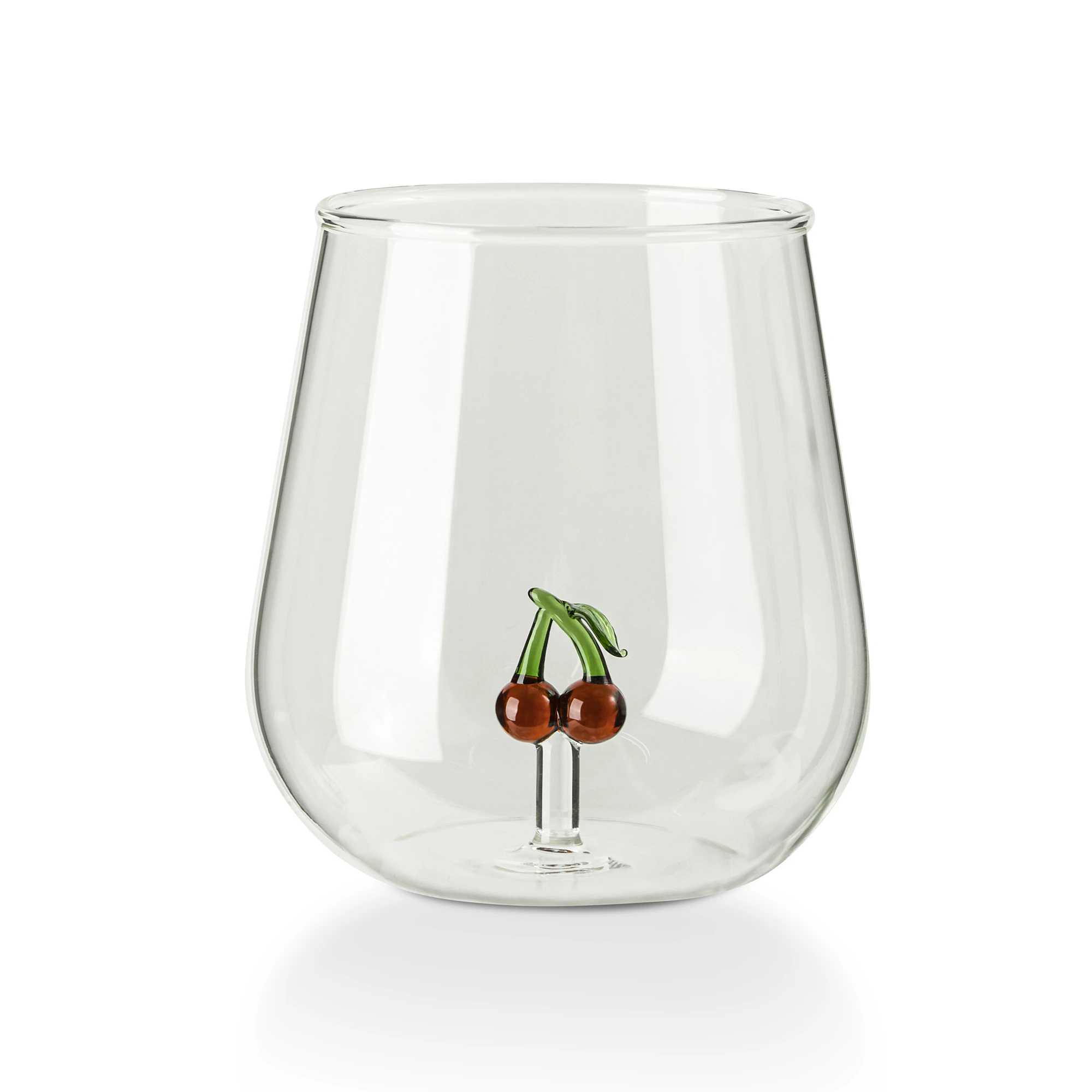 Stemless Wine Glass Cherry Design – 21 Ounce