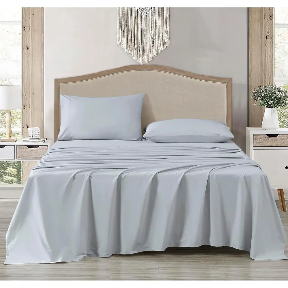 Chezmol Collection Solid Silver Gray King Sheet - 4 Piece Set