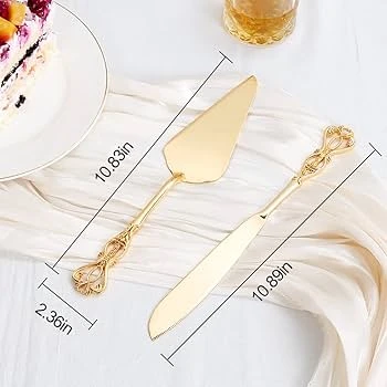 Cake Cutting Set for Wedding – Two Piece Gold