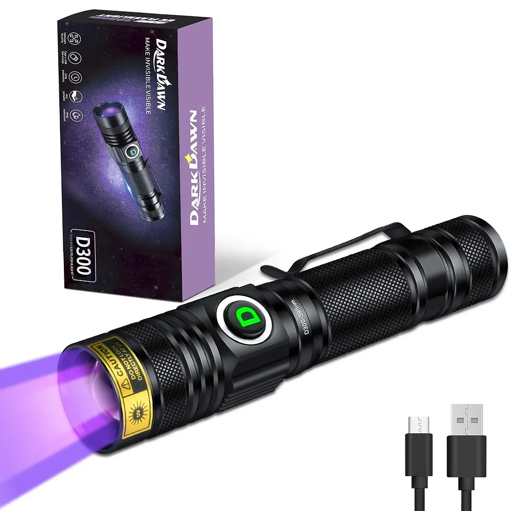 Ultraviolet Light Flashlight 395 Nanometer USB Rechargeable