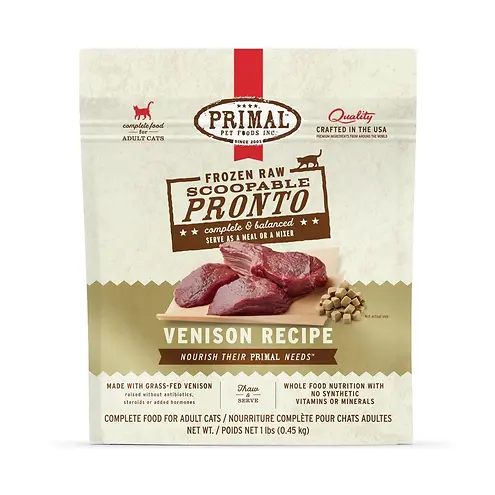 Frozen Raw Scoopable Pronto Venison Recipe Cat Food 1 lb