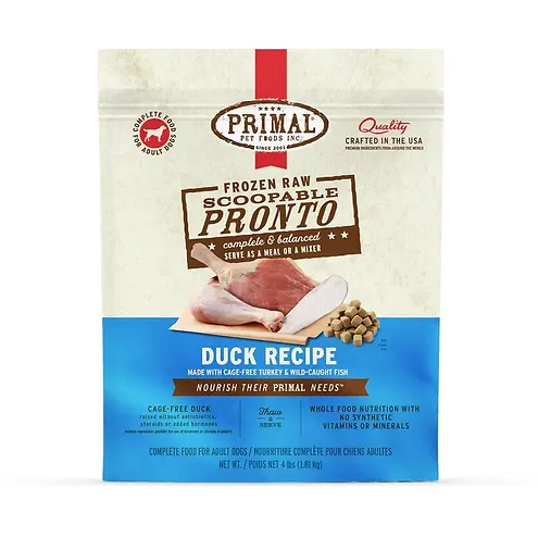 Pronto Scoopable Frozen Raw Duck Recipe Meal or Mixer for Dog 4 lb