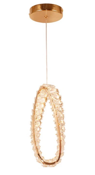 LED K9 Crystal Pendant Lamp Gold Finish – 15 Watt