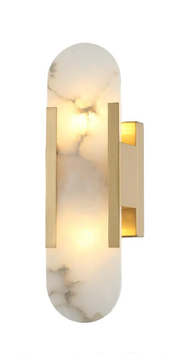 Decorative Wall Lamp Alabaster and Metal Finish – 2 × E12 – 40 Watt