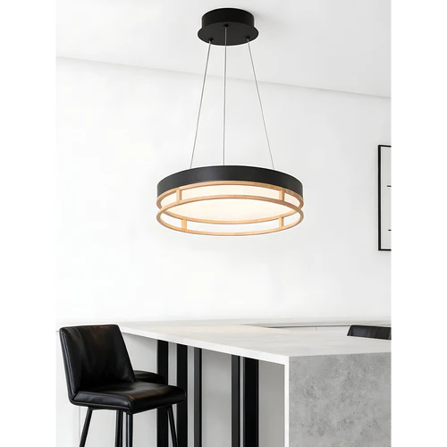 LED Pendant Lamp Black Wood Finish – 38 Watt 