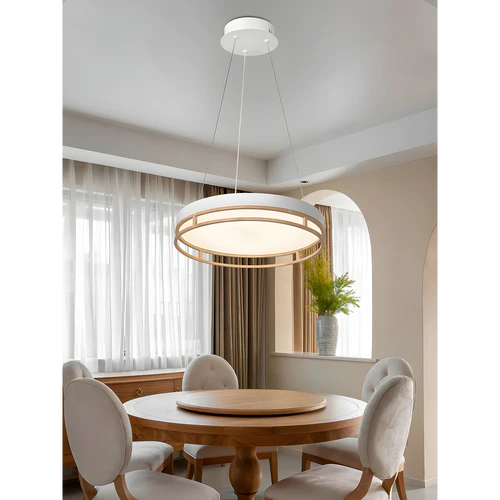 LED Pendant Lamp White Wood Finish – 38 Watt