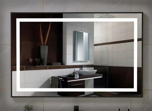 LED Mirror with Light White and Black Chrome Finish - 12 Watt 