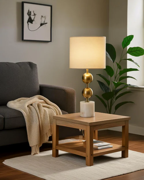 Decorative Table Lamp Marble and Brass Finish – 1 × E27 – 60 Watt