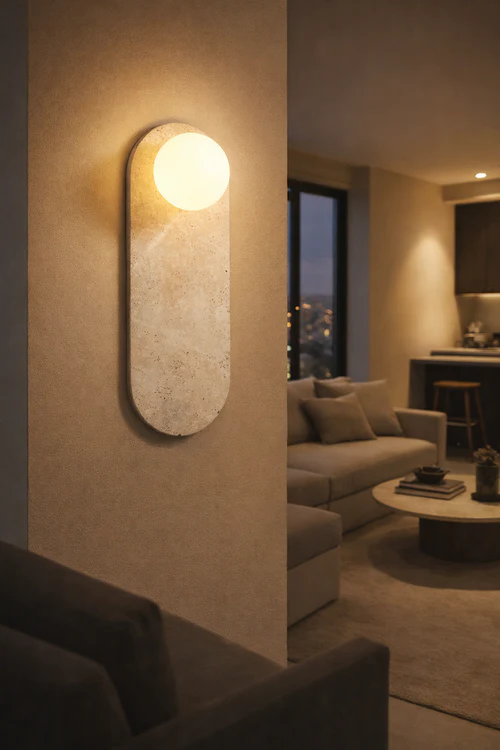 Decorative Wall Lamp Travertine Stone Finish – 1 × G9 – 10 Watt 