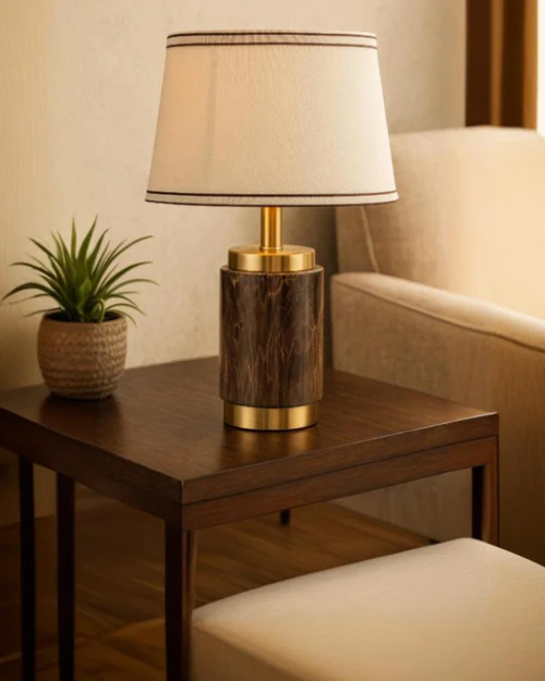 Decorative Table Lamp Beige Bronze Finish – 1 × E27 – 40 Watt