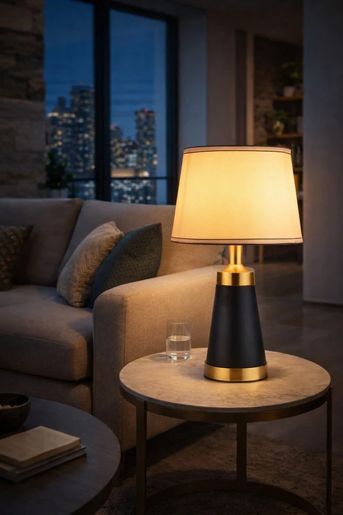 Decorative Table Lamp Black Beige Metal Finish – 1 × E27 – 40 Watt