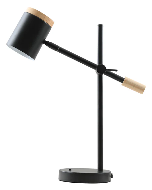 Decorative Desk Table Lamp Black Wood And Metal Finish – 1 × GU10 – 20 Watt