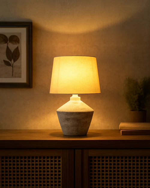 Decorative Table Lamp White Gray Ceramic Finish – 1 × E27 – 40 Watt
