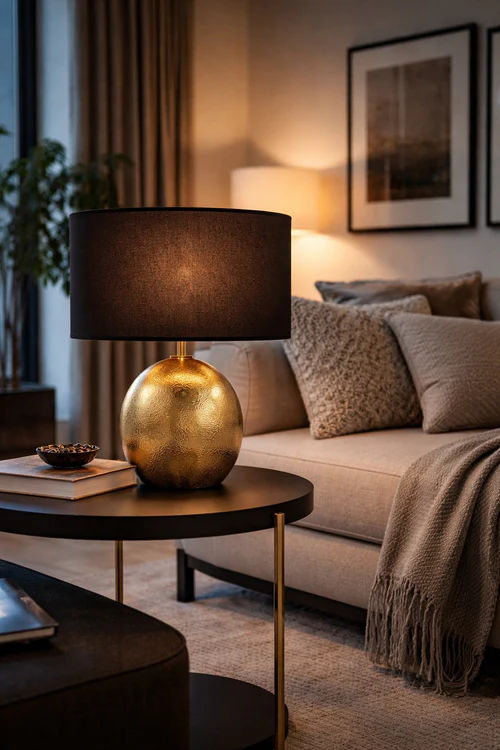 Decorative Table Lamp Gold Black Ceramic Finish – 1 × E27 – 60 Watt