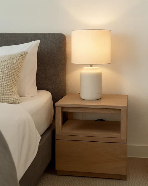 Decorative Table Lamp White Ceramic Finish – 1 × E27 – 40 Watt 