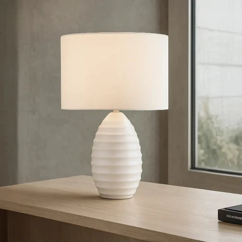 Decorative Table Lamp White Ceramic Finish – 1 × E27 – 60 Watt 