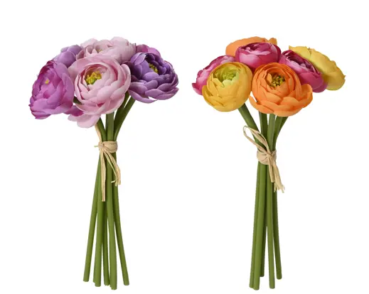 Artificial Ranunculus Bouquet Bundle Polyester – Assorted Colours