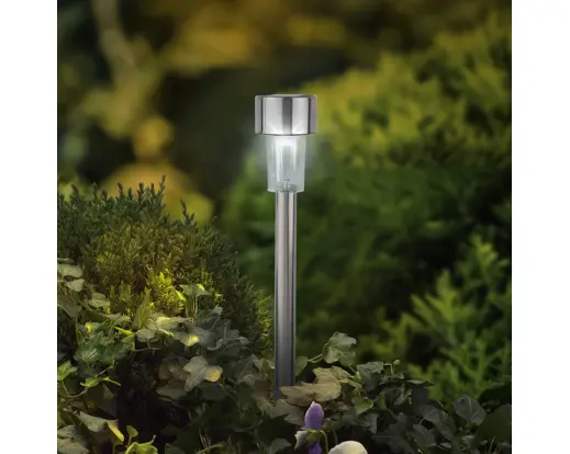 Solar Stake Light Stainless Steel Steady Light – Cool White