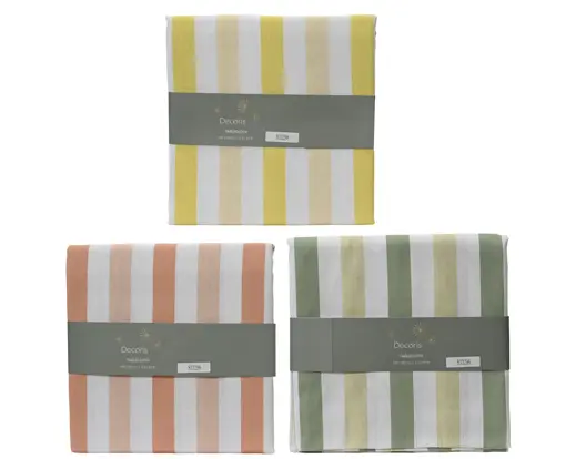 Tablecloth Polyester and Cotton Blend Printed Stripe Pattern – Assorted Colours