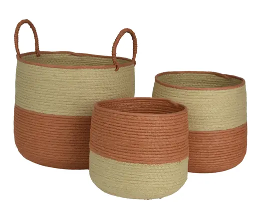 Round Paper Rope Basket – Orange