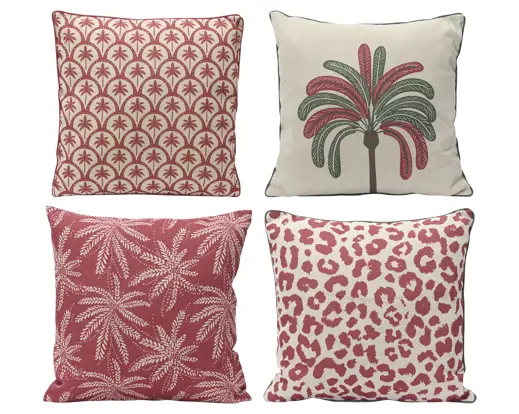 Square Cushion Polyester and Cotton Printed Leaf Pattern – Assorted Designs – Outdoor Use