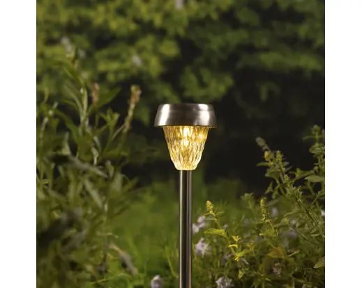 Solar Stake Light Stainless Steel – Steady Warm White