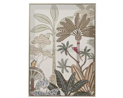 Wall Decoration Canvas 3D Gold Foil Palm Tree – Multi Colour