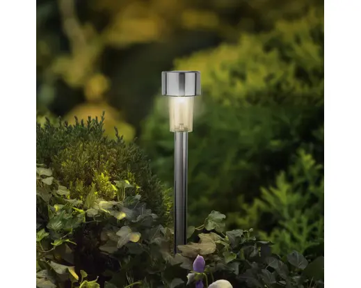 Solar Stake Light Stainless Steel Steady Warm White