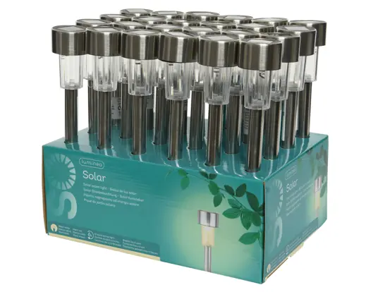 Solar Stake Light Stainless Steel Steady Warm White