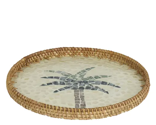 Tray Rattan - White And Green