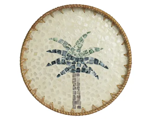 Tray Rattan - White And Green