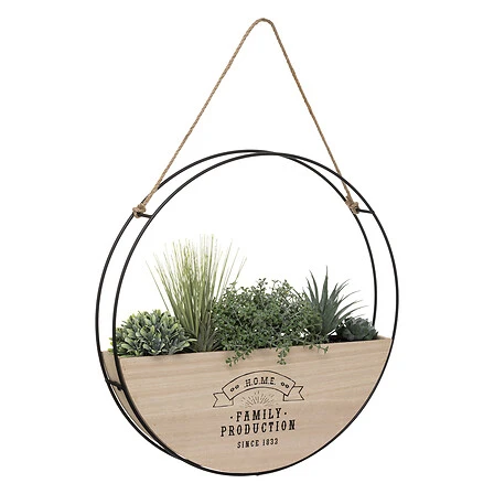 Hanging Plant with Wooden Stand - Diameter 44 Centimeter