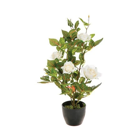 Decorative Rose Arrangement 4 Roses and 6 Buds with Pot - Height 50 Centimeter