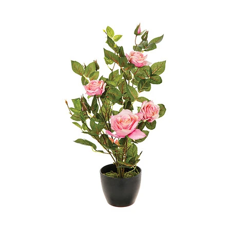 Decorative Rose Arrangement 4 Roses and 6 Buds with Pot - Height 50 Centimeter