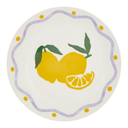 Dessert Plate Lemon Print - Diameter 19 Centimeter