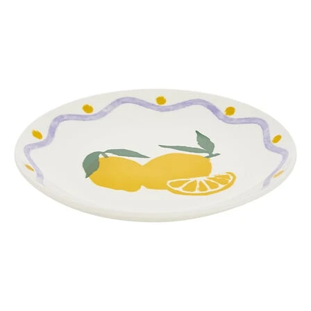 Dessert Plate Lemon Print - Diameter 19 Centimeter