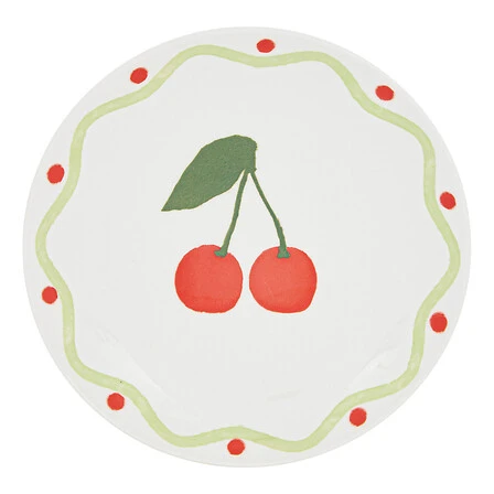 Dessert Plate Cherry Design - Diameter 19 Centimeter