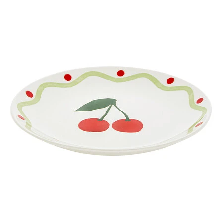 Dessert Plate Cherry Design - Diameter 19 Centimeter