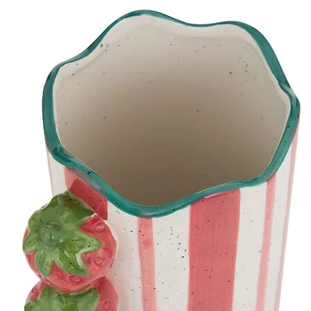 Vase Fruity Striped Ceramic Strawberry - Height 23 Centimeter