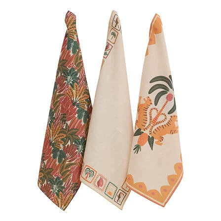 Set of 3 Tea Towels Tropical - 45 × 70 Centimeter