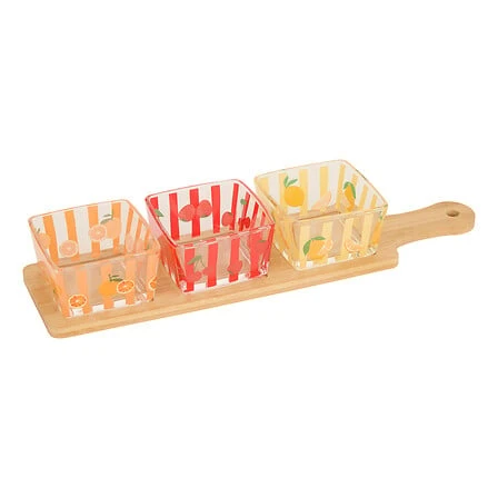 Fruity Appetizer Bamboo Rectangular Tray - Set 4 Pieces