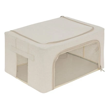 Dressy Double Opening Storage Bag - Size Large - Beige