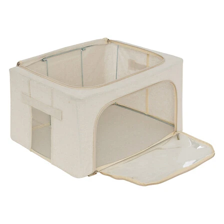 Dressy Double Opening Storage Bag - Size Large - Beige