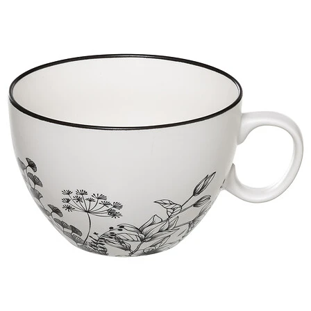 White Floral Matching Lunch Mug - 450 Millilitres