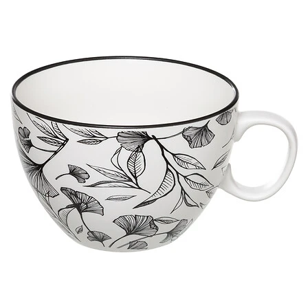 White Floral Matching Lunch Mug - 450 Millilitres