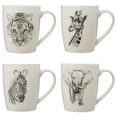 Safari Matching Mug - Black And White - 360 Millilitre
