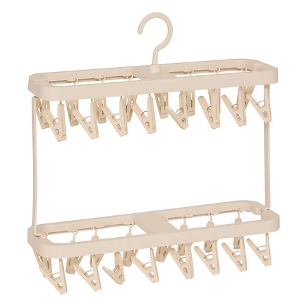 Drying Rack 32 Clips 2 Levels Beige Plastic - Height 43 Centimeters